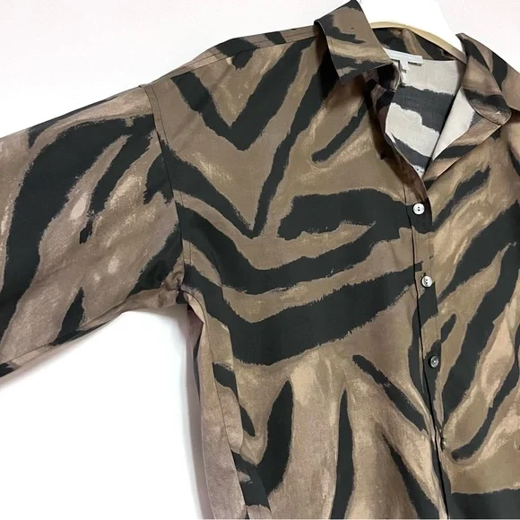 Hinson Wu Women’s Larissa Long Sleeve Abstract Zebra Shirt Size Medium Oversized - Picture 5 of 12